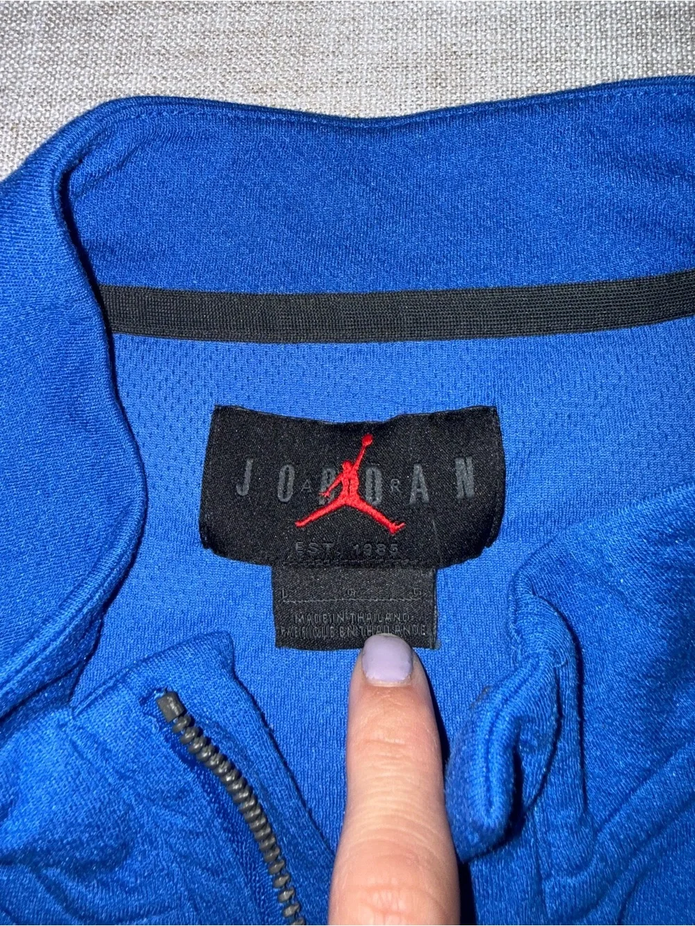Jordan Men's Bright Blue Half-Zip Pullover with White Jumpman Dry Fit